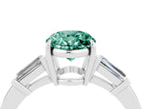 White gold Oval Cut Cut Diamond Ring with Tapered Baguette Side Stones in Four-Prong Setting_4