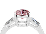White gold Oval Cut Cut Diamond Ring with Tapered Baguette Side Stones in Four-Prong Setting_4