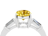 White gold Oval Cut Cut Diamond Ring with Tapered Baguette Side Stones in Four-Prong Setting_4