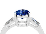 White gold Oval Cut Cut Diamond Ring with Tapered Baguette Side Stones in Four-Prong Setting_4