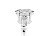 White gold Oval Cut Cut Diamond Ring with Tapered Baguette Side Stones in Four-Prong Setting_5