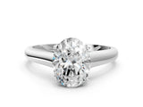White gold Oval Cut Cut Diamond Solitaire Engagement Ring with Tapered Plain Band and Four-Prong Setting_197