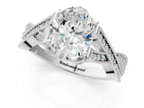 White gold Oval Cut Cut Diamond Twisted Band with Milgrain Pave Setting and Four-Prong Setting_19