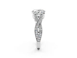White gold Oval Cut Cut Diamond Twisted Band with Milgrain Pave Setting and Four-Prong Setting_20