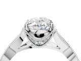 White gold Oval Cut Cut Diamond Twisted Band with Milgrain Pave Setting and Four-Prong Setting_22