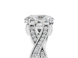 White gold Oval Cut Cut Diamond Twisted Band with Milgrain Pave Setting and Four-Prong Setting_23