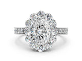 White gold Oval Cut Cut Halo Diamond Pavé Engagement Ring with Milgrain Detailing_225