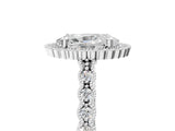 White gold Oval Cut Cut Halo Pavé Solitaire Ring with Milgrain Band_12