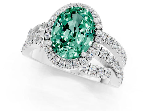 White gold Oval Cut Cut Halo Split Shank Prong Setting Ring_13