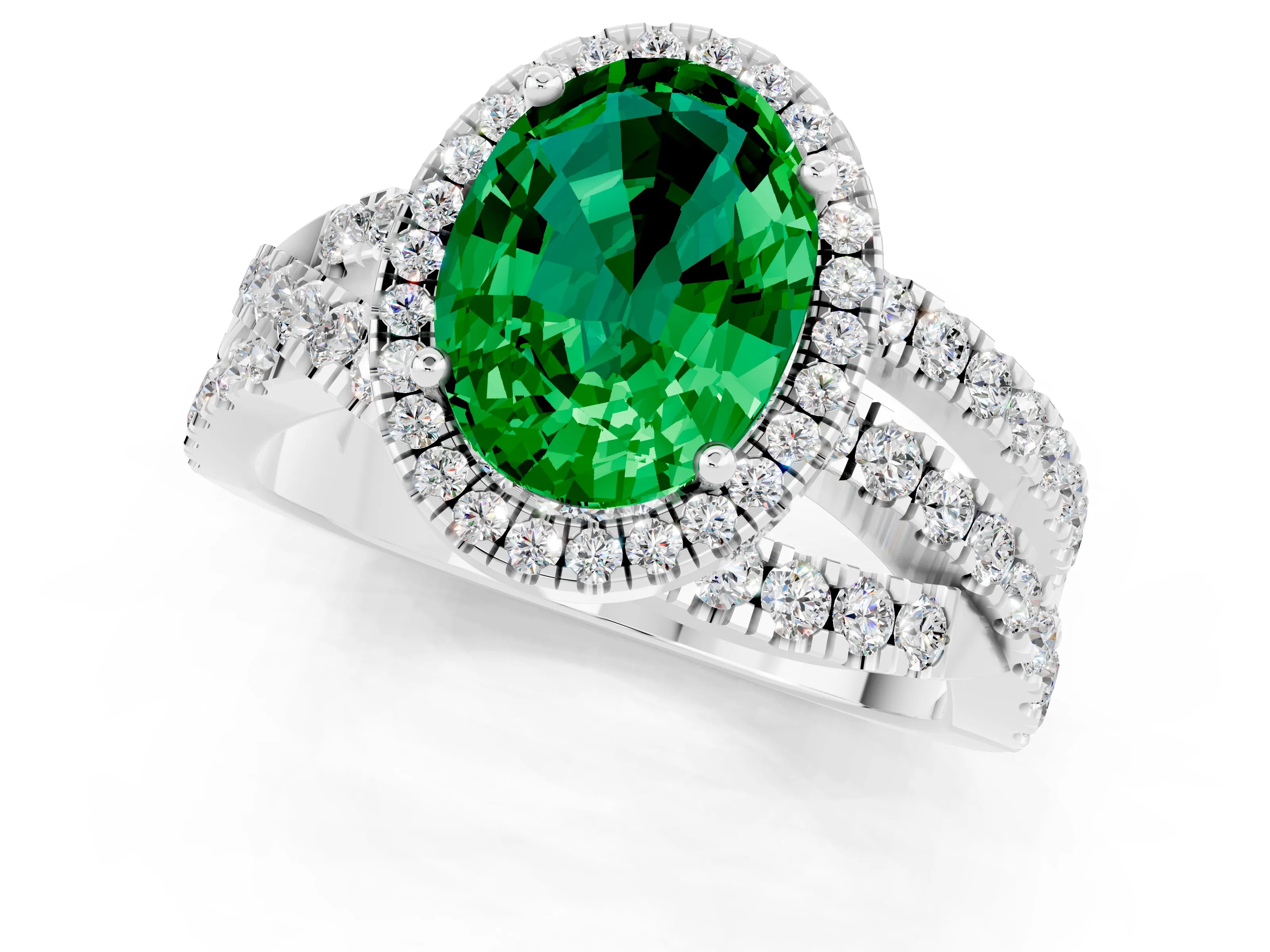 White gold Oval Cut Cut Halo Split Shank Prong Setting Ring_13