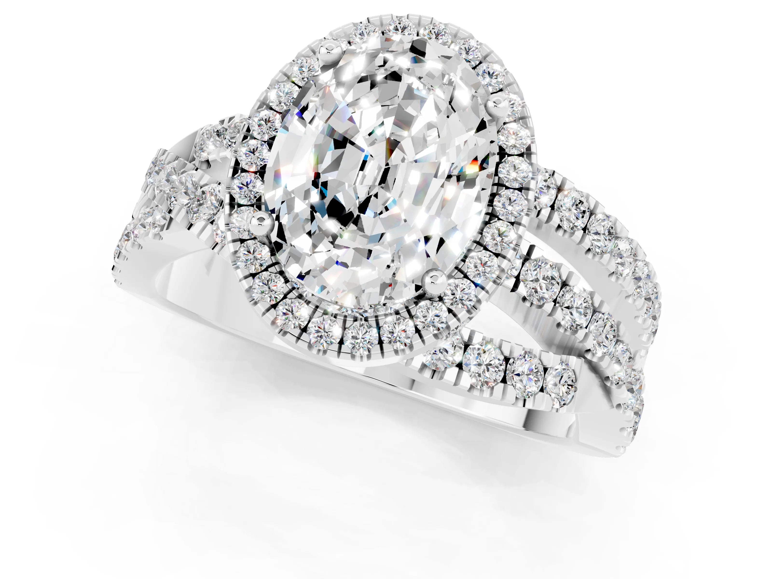White gold Oval Cut Cut Halo Split Shank Prong Setting Ring_13