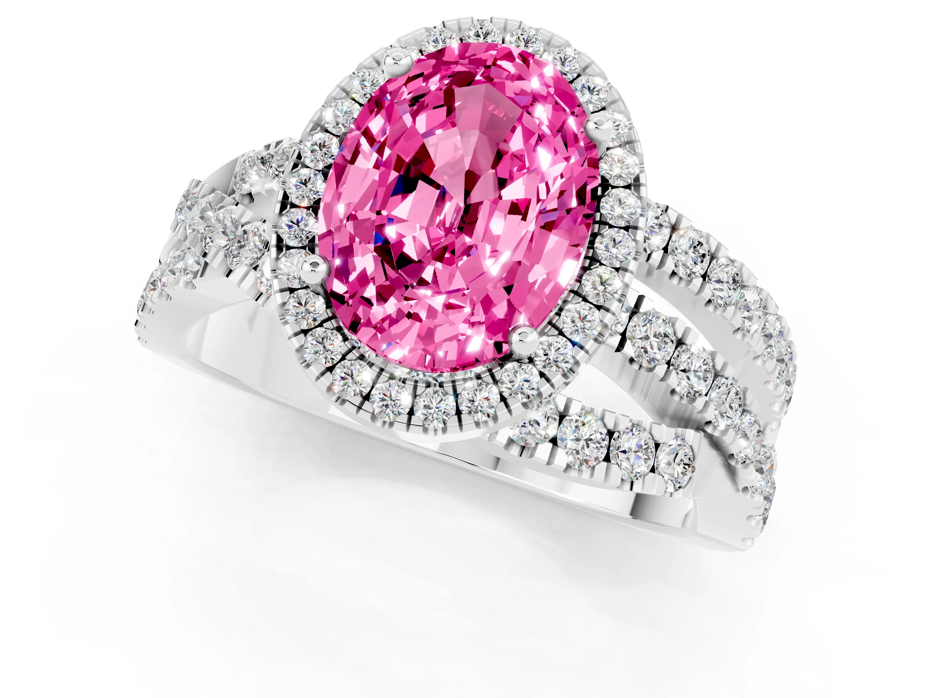 White gold Oval Cut Cut Halo Split Shank Prong Setting Ring_13