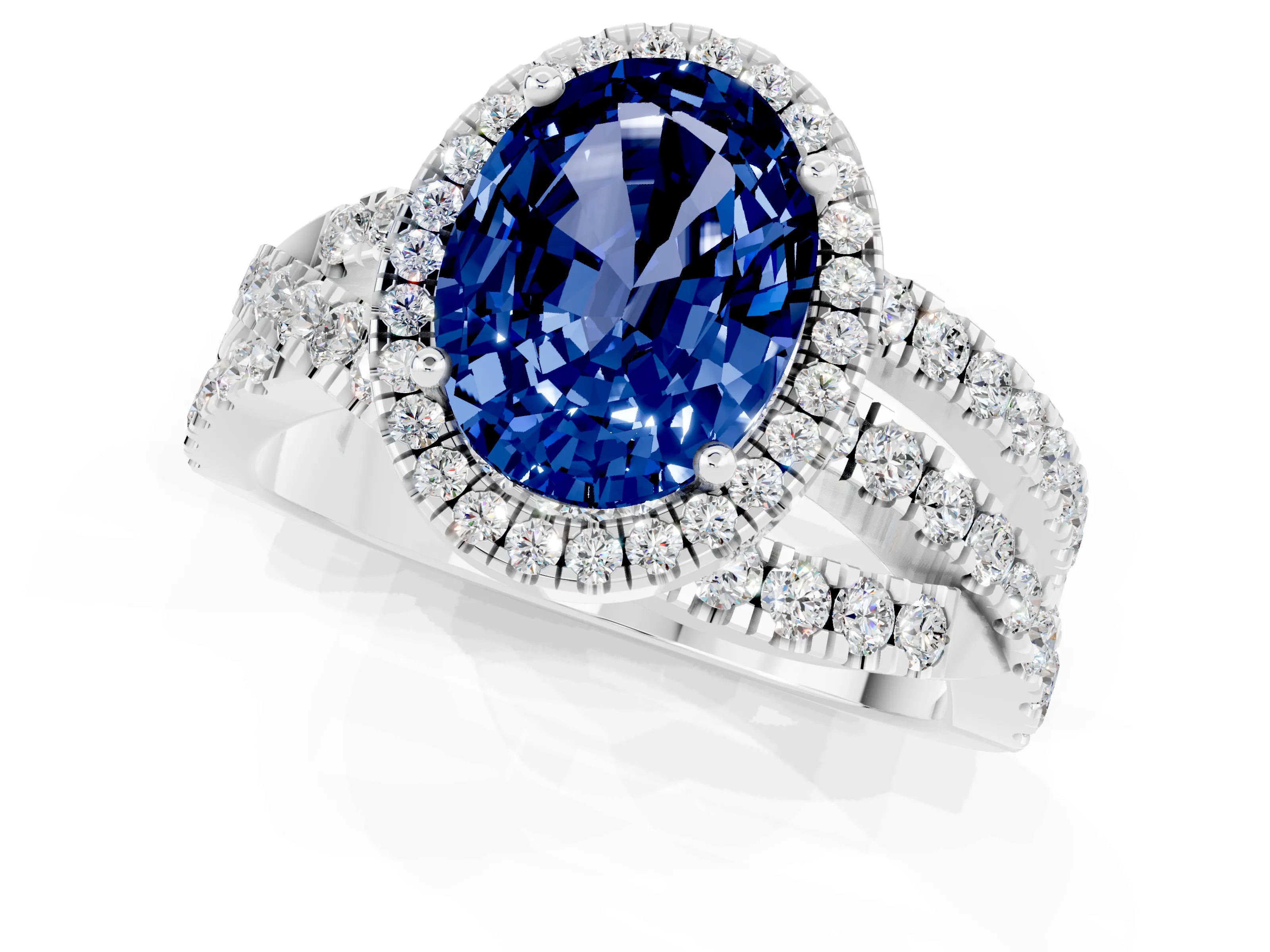 White gold Oval Cut Cut Halo Split Shank Prong Setting Ring_13
