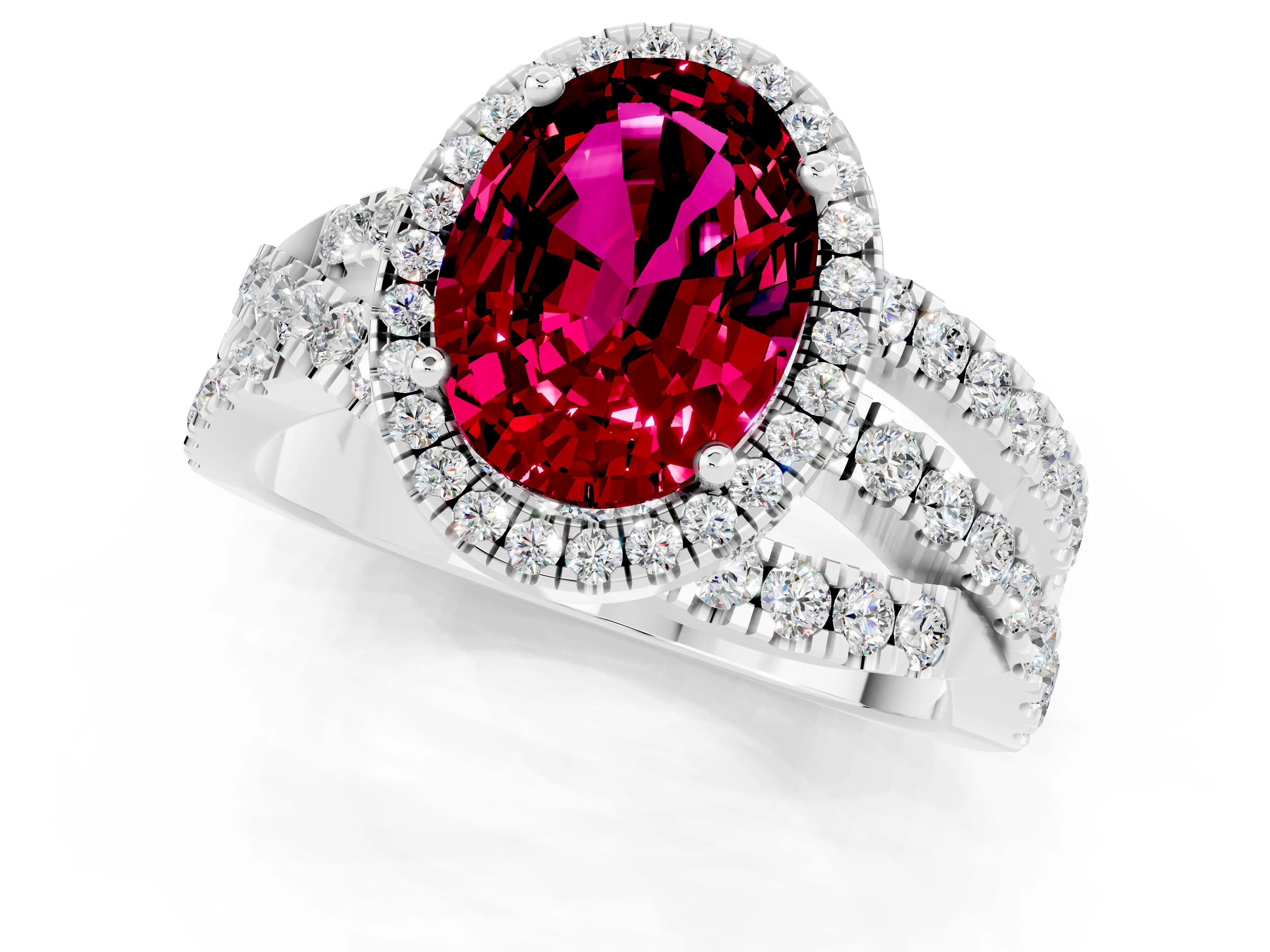White gold Oval Cut Cut Halo Split Shank Prong Setting Ring_13