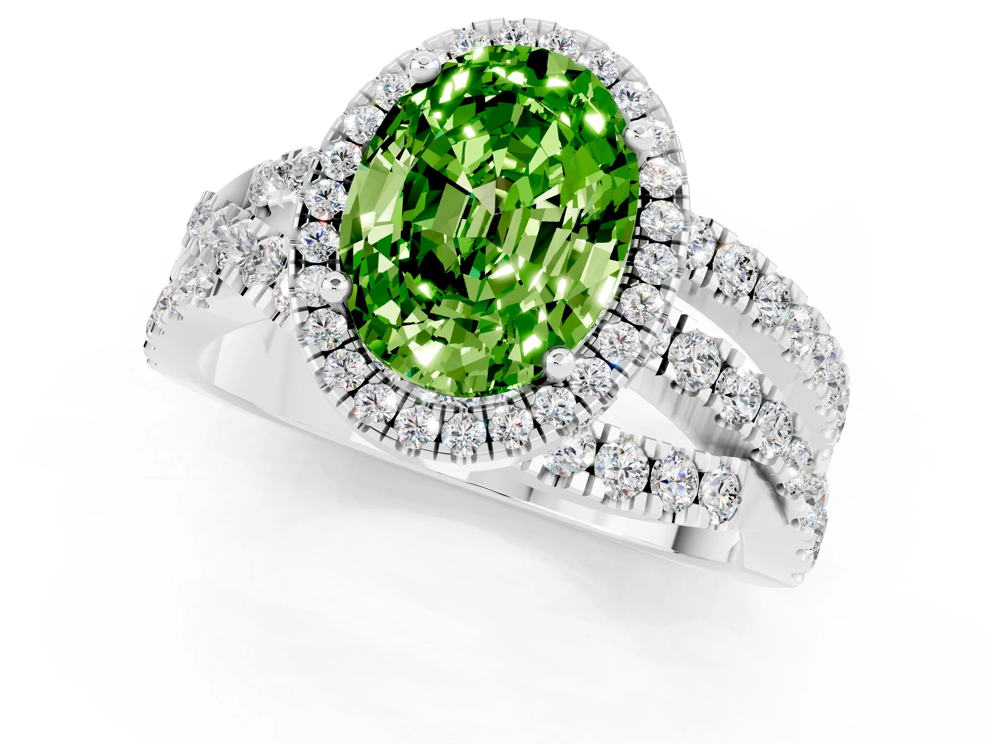 White gold Oval Cut Cut Halo Split Shank Prong Setting Ring_13