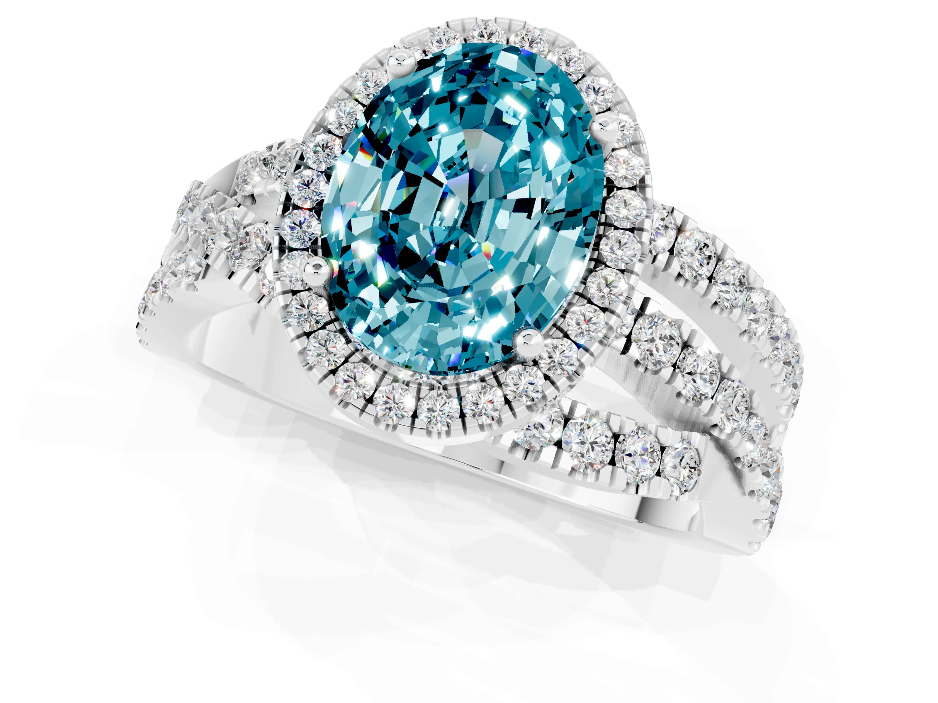 White gold Oval Cut Cut Halo Split Shank Prong Setting Ring_13