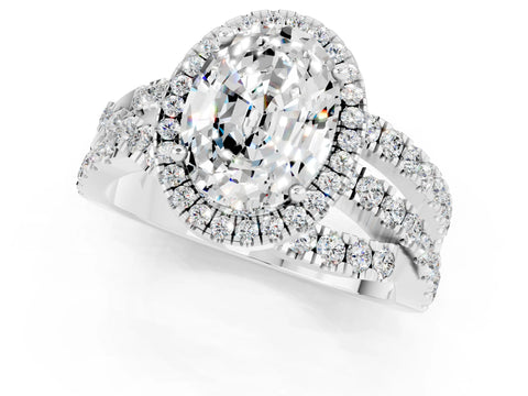 White gold Oval Cut Cut Halo Split Shank Prong Setting Ring_13