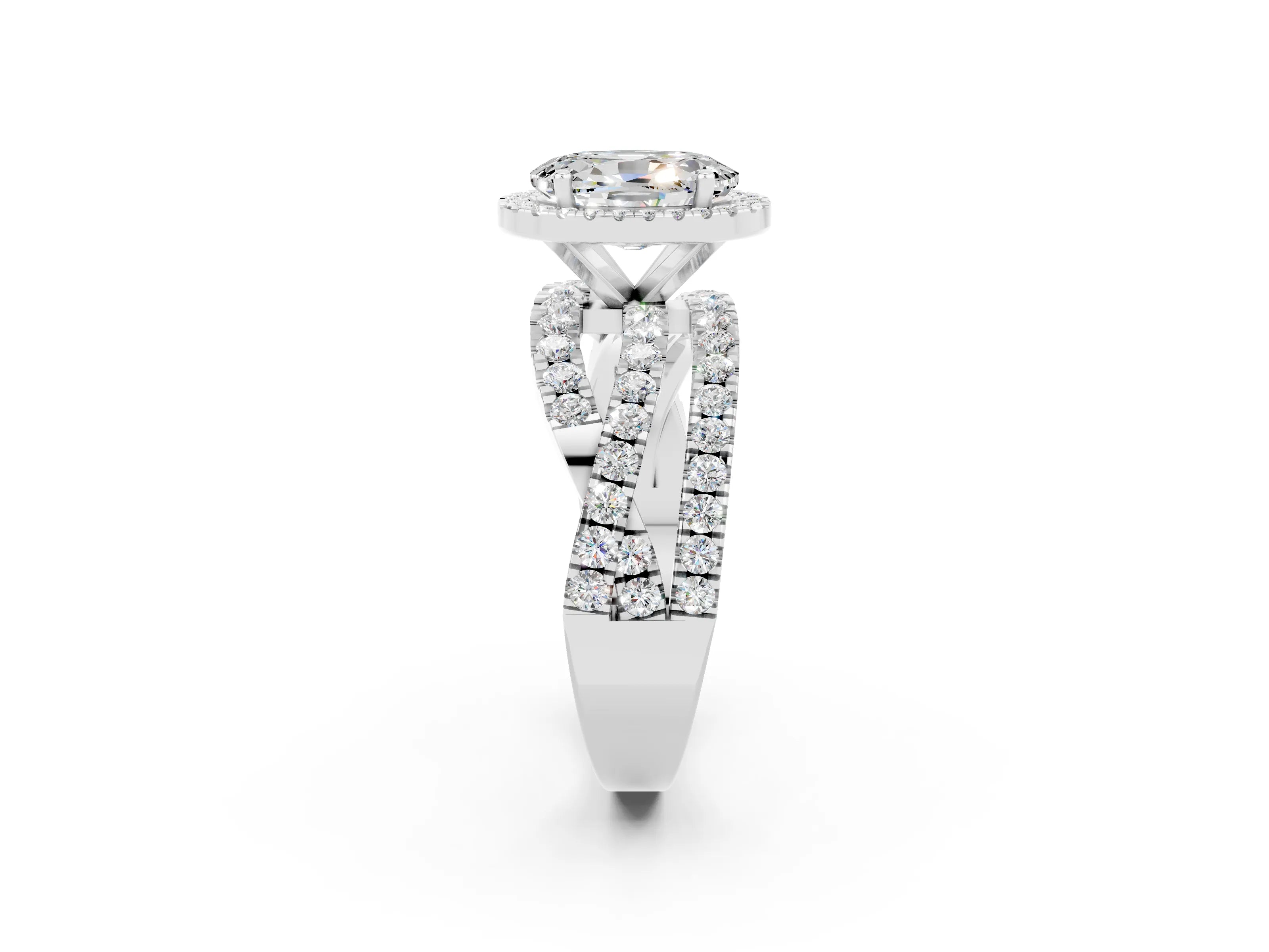 White gold Oval Cut Cut Halo Split Shank Prong Setting Ring_14