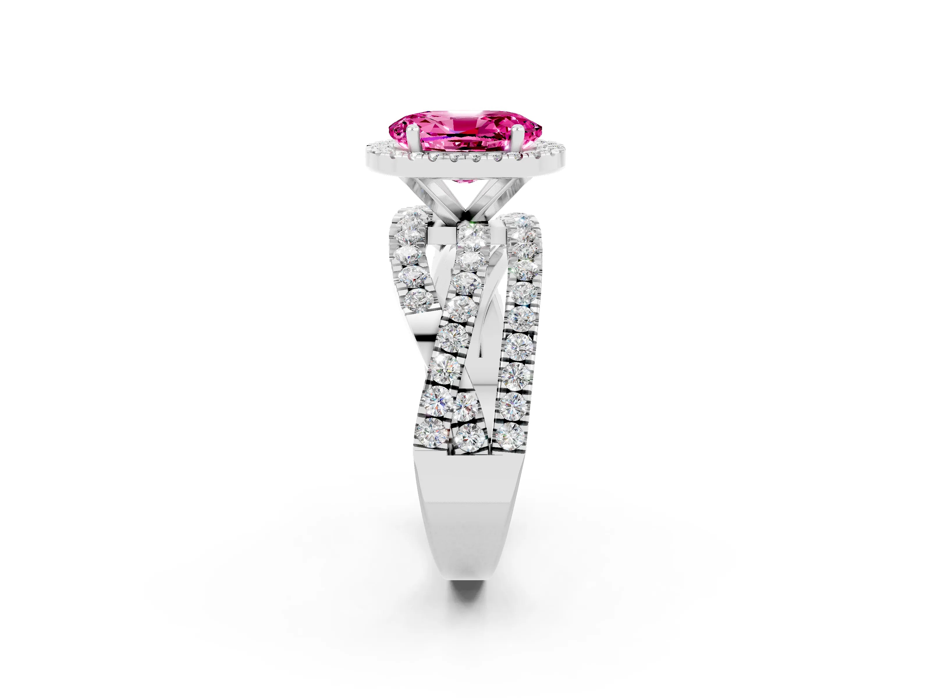 White gold Oval Cut Cut Halo Split Shank Prong Setting Ring_14