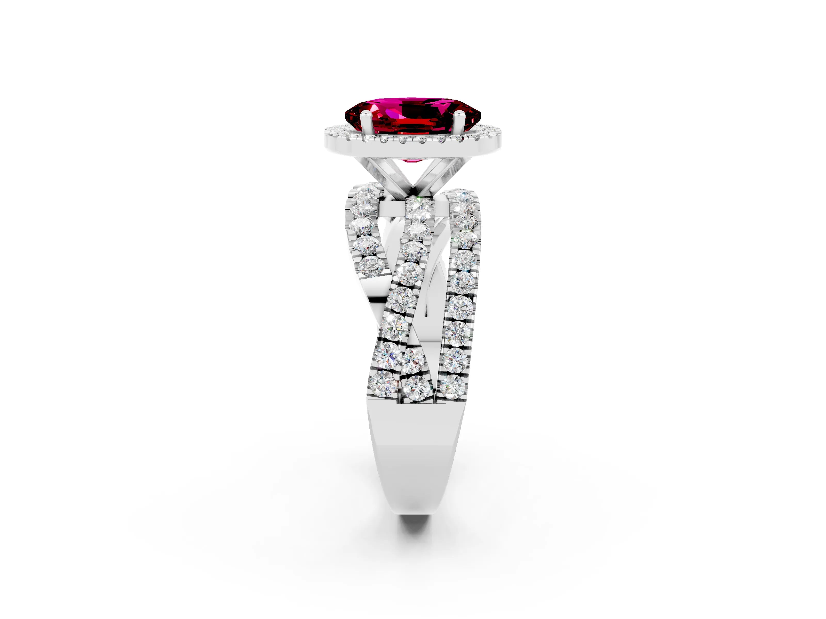 White gold Oval Cut Cut Halo Split Shank Prong Setting Ring_14