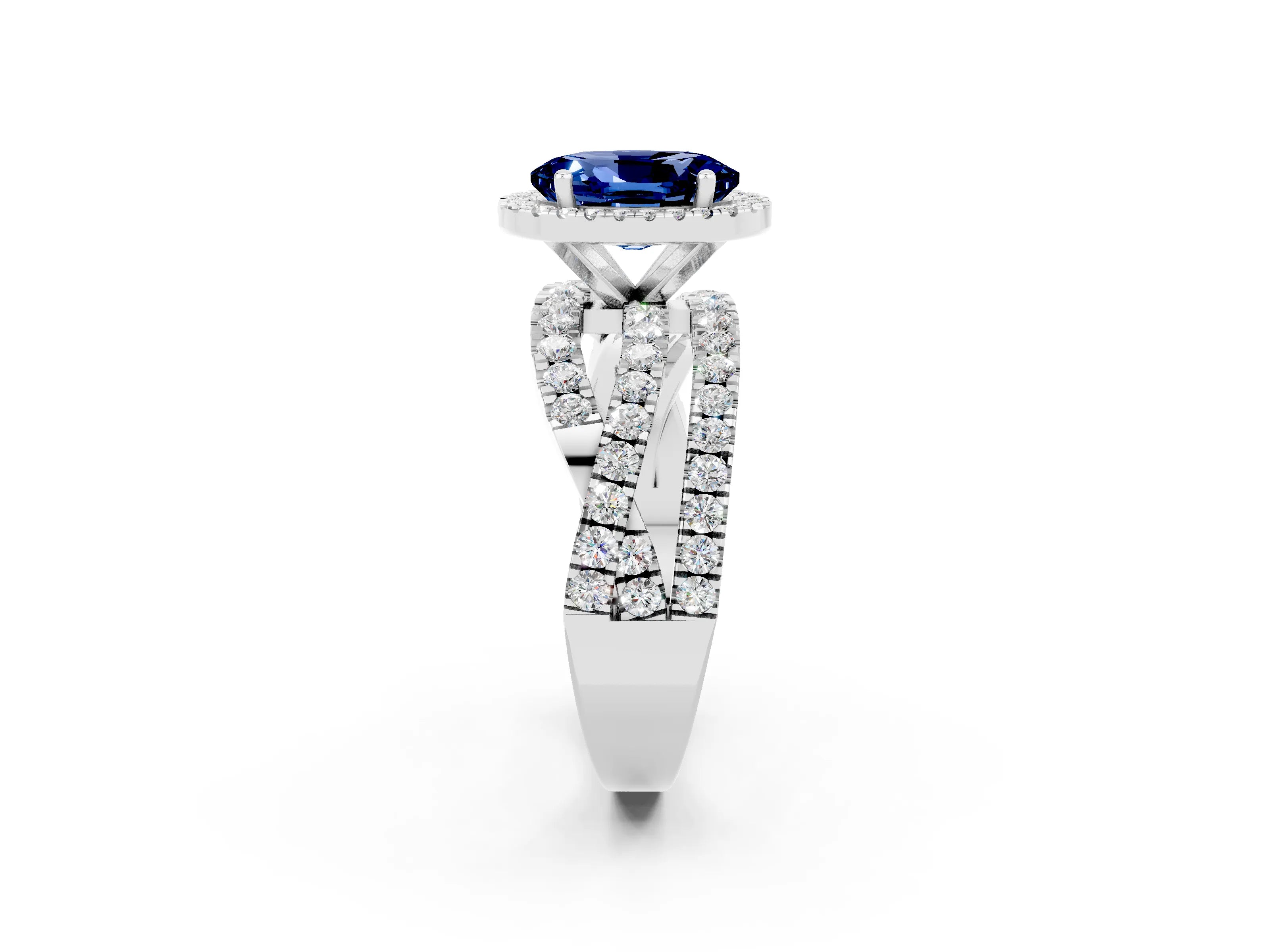 White gold Oval Cut Cut Halo Split Shank Prong Setting Ring_14