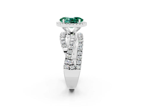 White gold Oval Cut Cut Halo Split Shank Prong Setting Ring_14