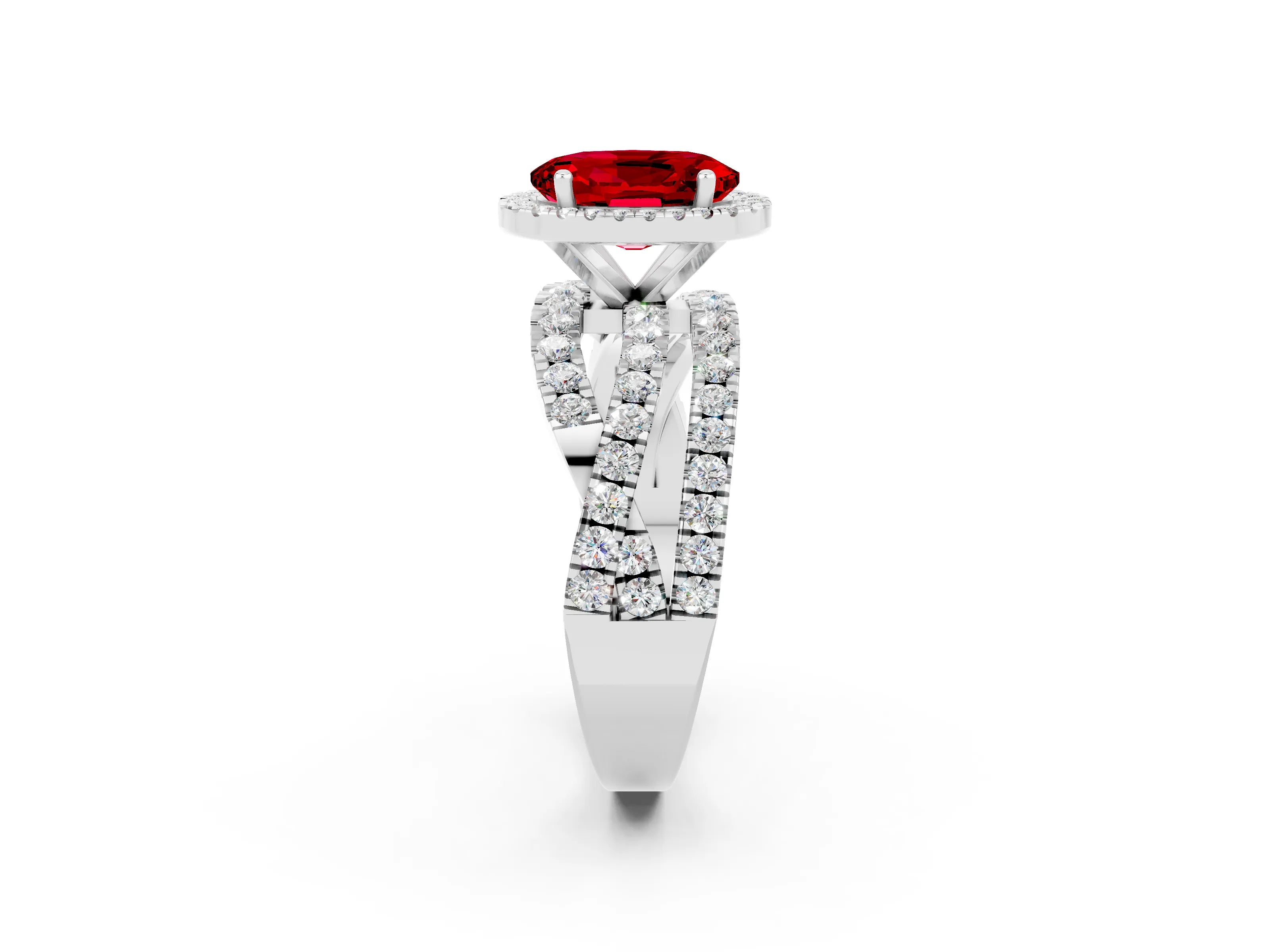 White gold Oval Cut Cut Halo Split Shank Prong Setting Ring_14