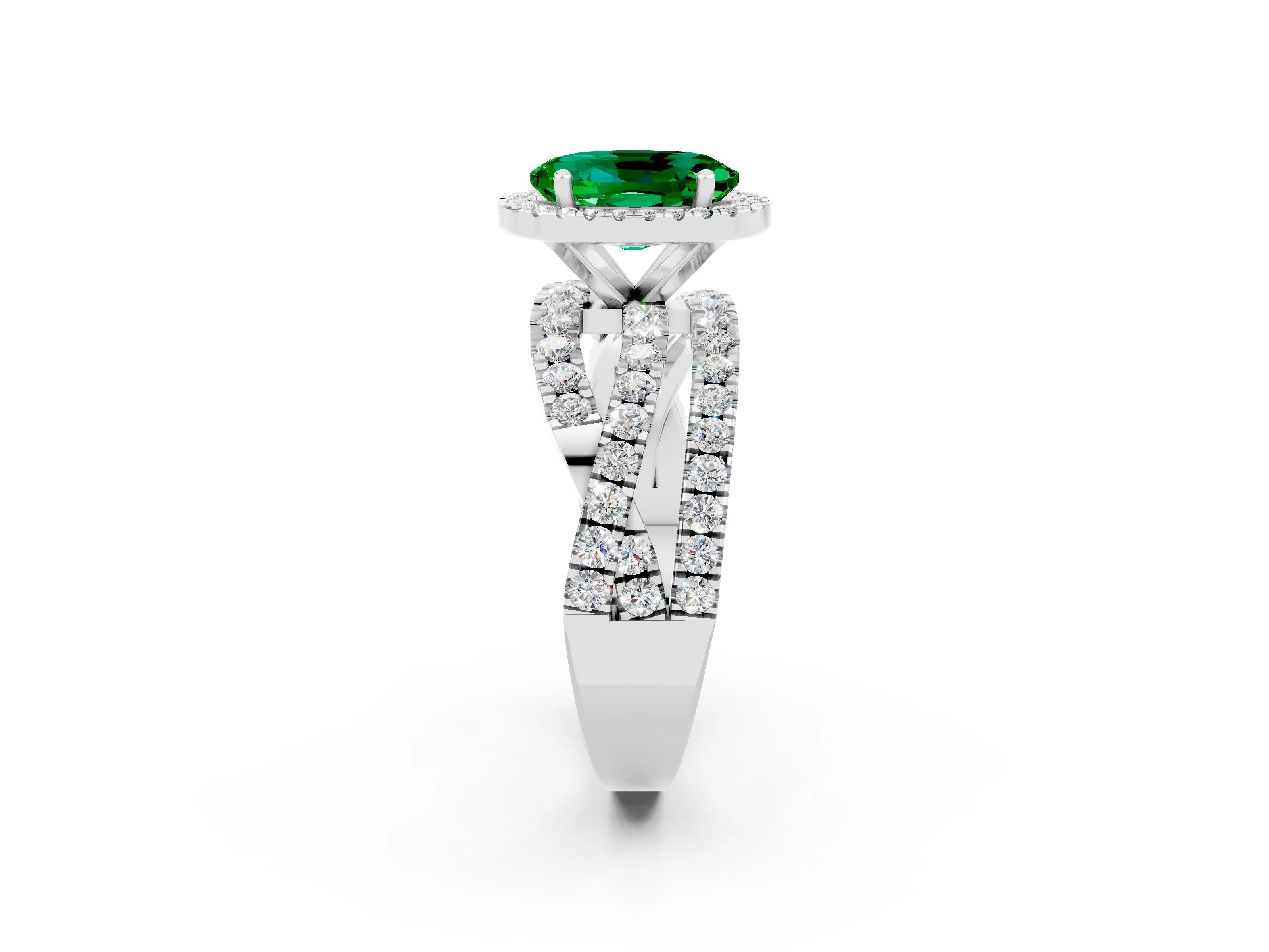 White gold Oval Cut Cut Halo Split Shank Prong Setting Ring_14