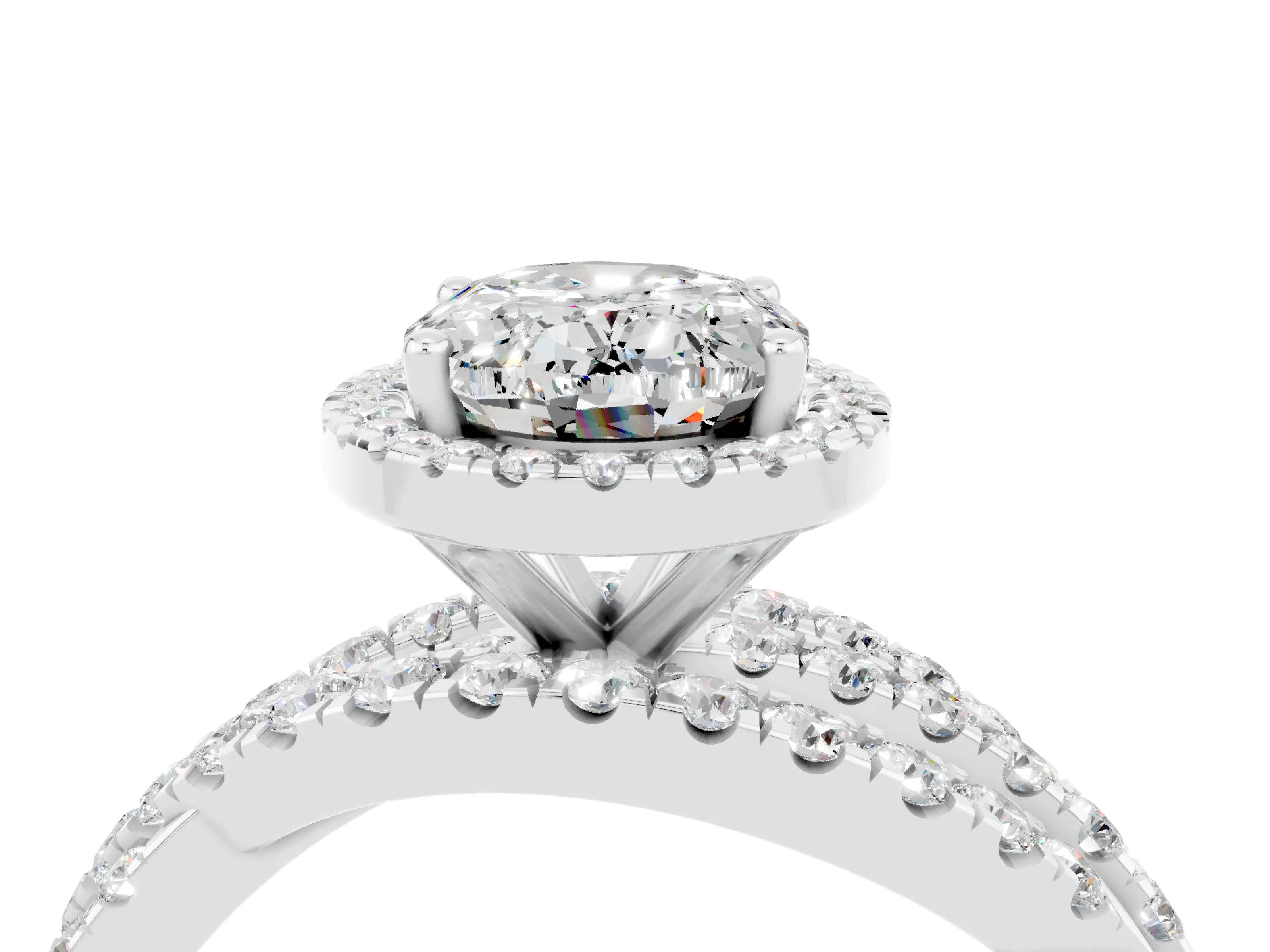 White gold Oval Cut Cut Halo Split Shank Prong Setting Ring_16