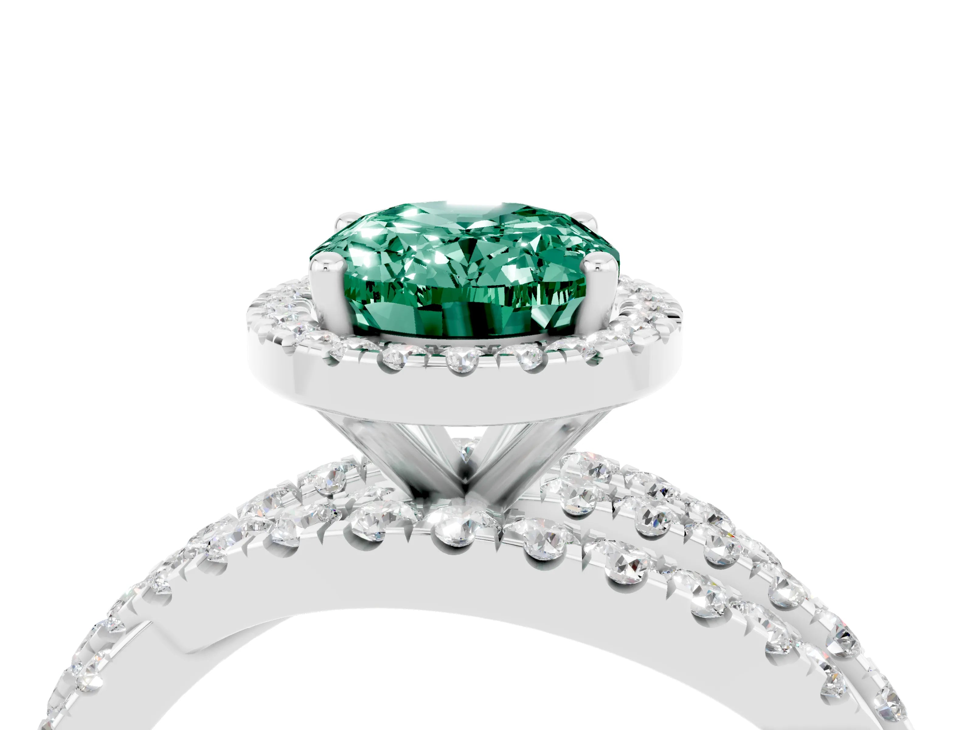 White gold Oval Cut Cut Halo Split Shank Prong Setting Ring_16