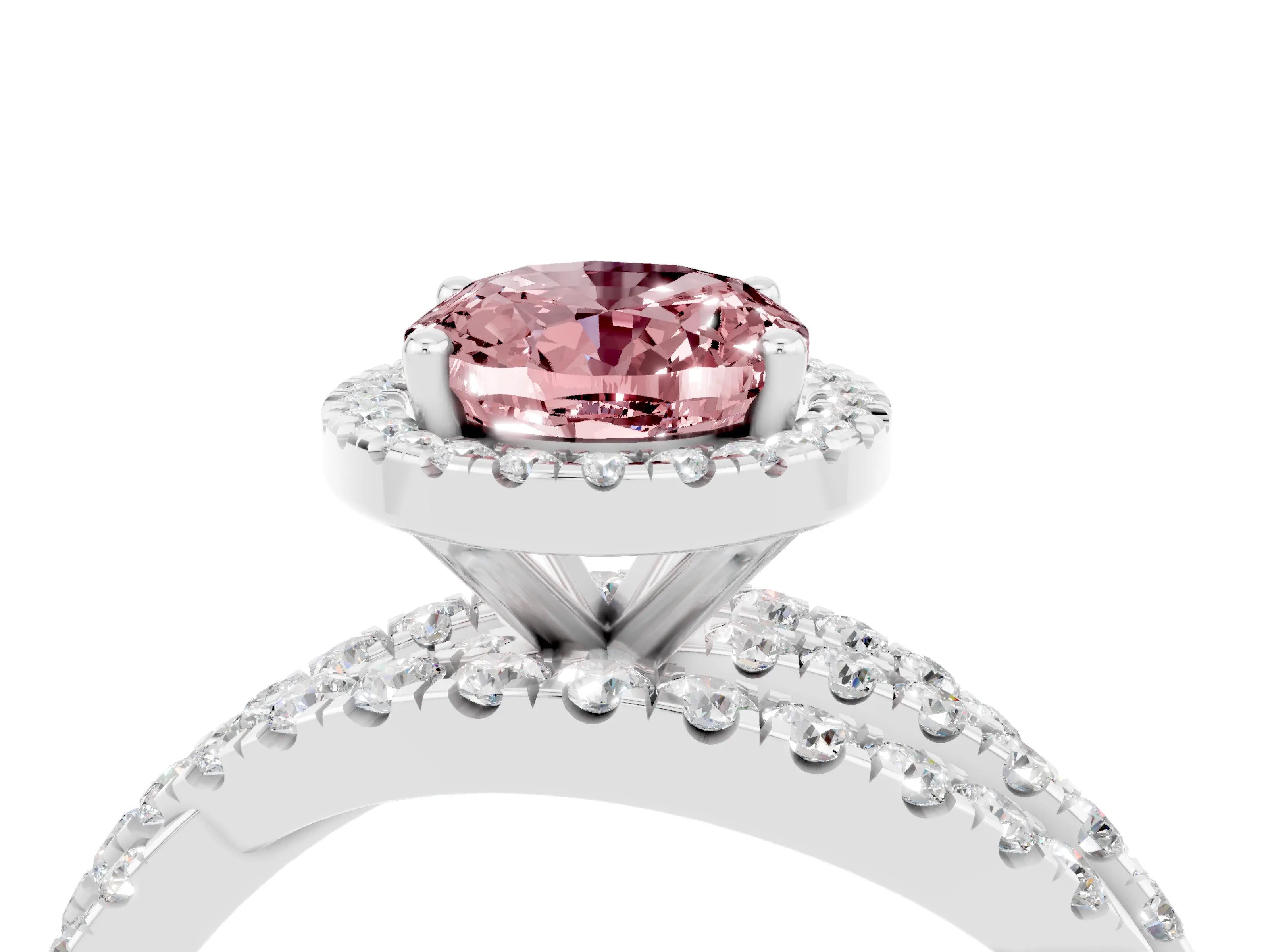 White gold Oval Cut Cut Halo Split Shank Prong Setting Ring_16