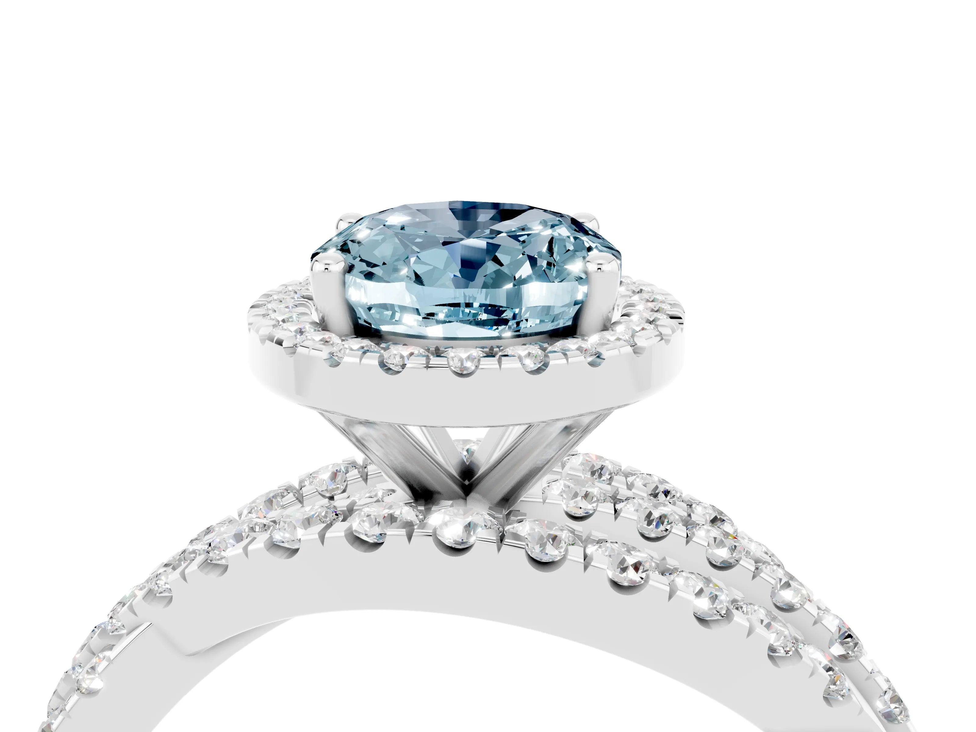 White gold Oval Cut Cut Halo Split Shank Prong Setting Ring_16