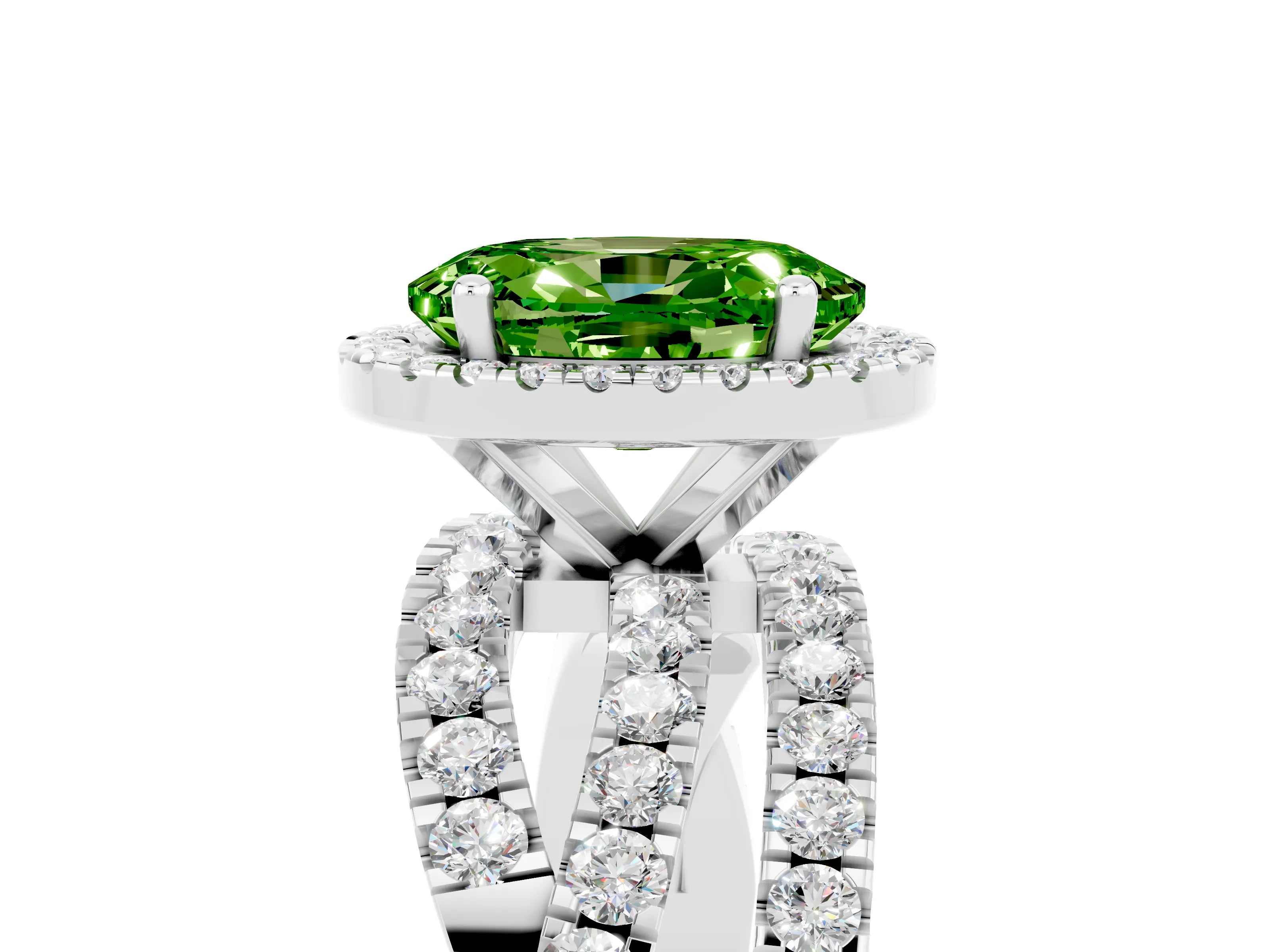 White gold Oval Cut Cut Halo Split Shank Prong Setting Ring_17