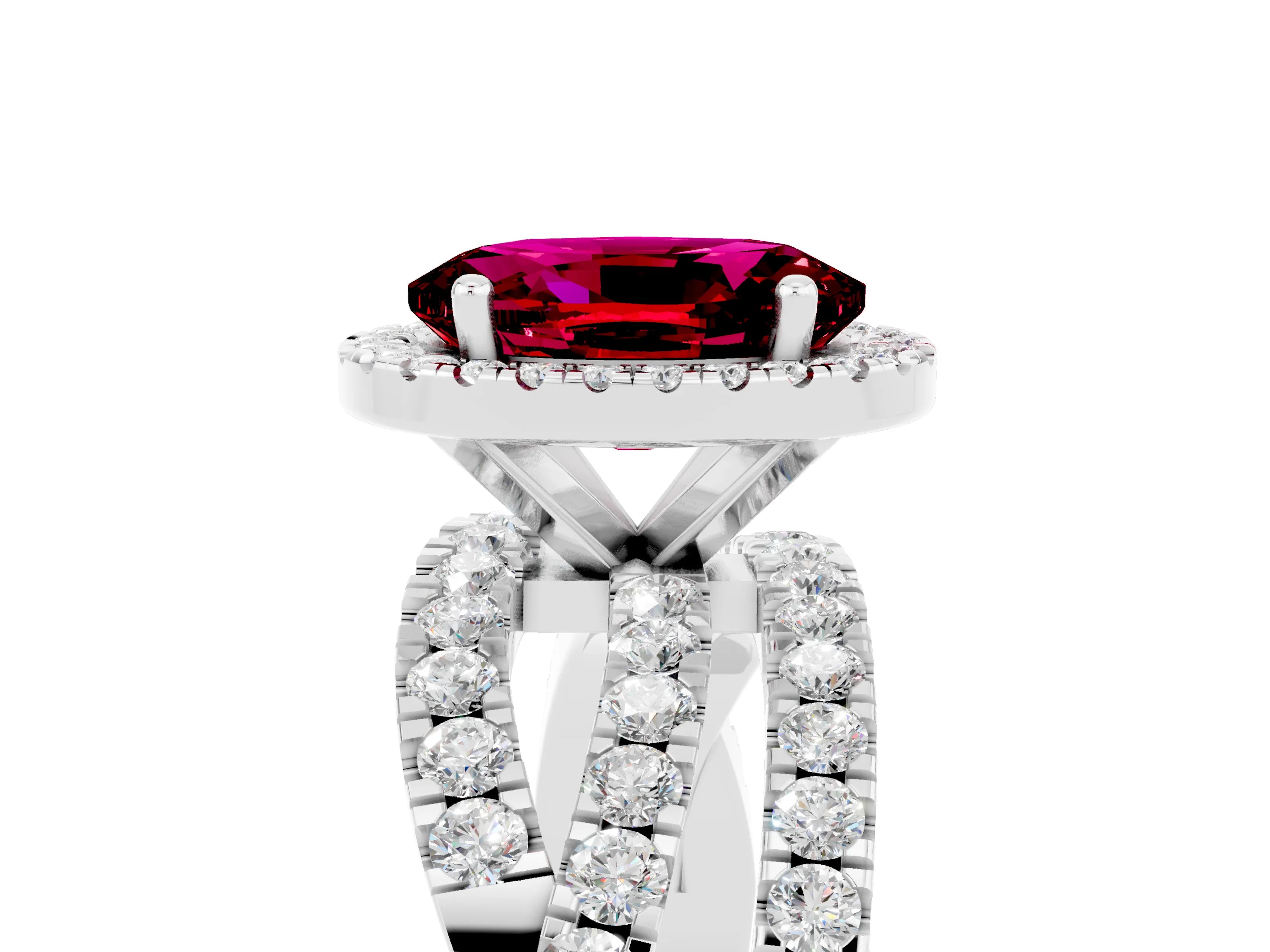 White gold Oval Cut Cut Halo Split Shank Prong Setting Ring_17