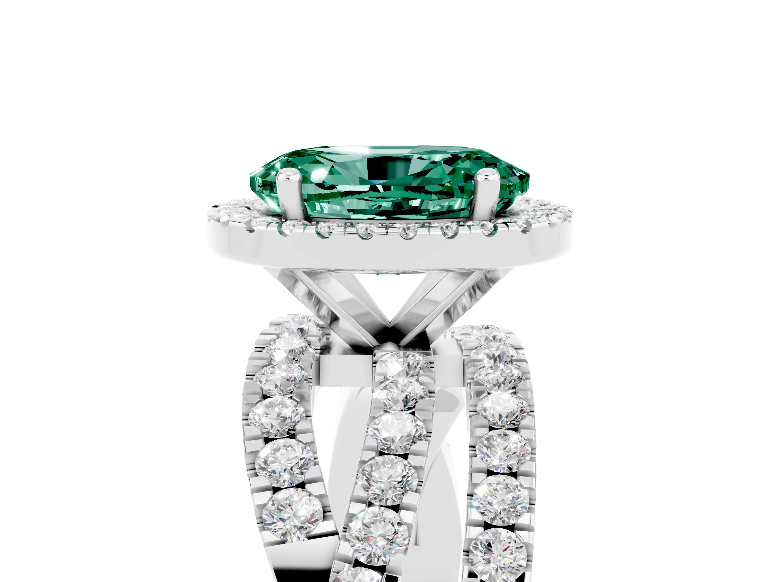 White gold Oval Cut Cut Halo Split Shank Prong Setting Ring_17