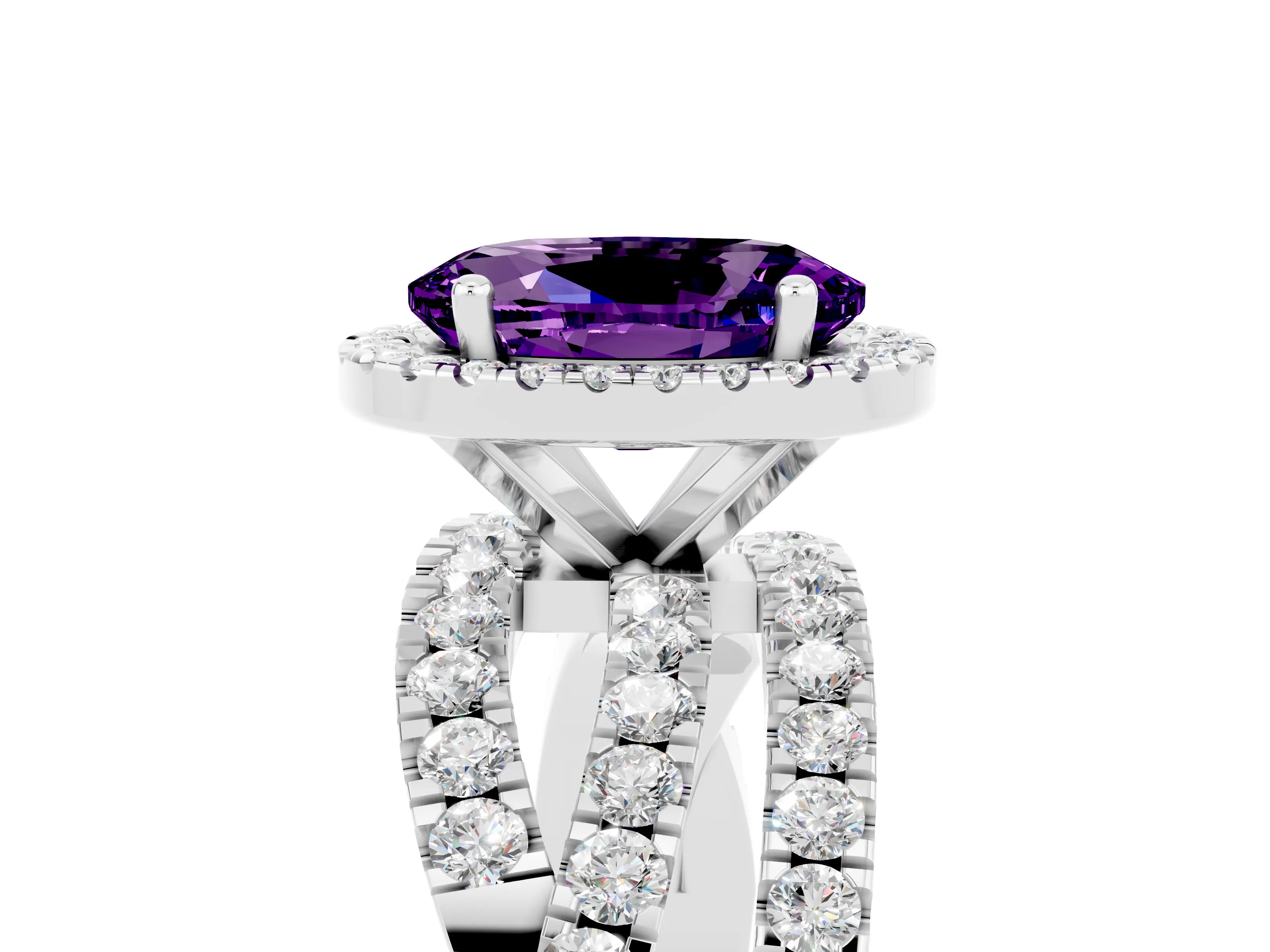 White gold Oval Cut Cut Halo Split Shank Prong Setting Ring_17