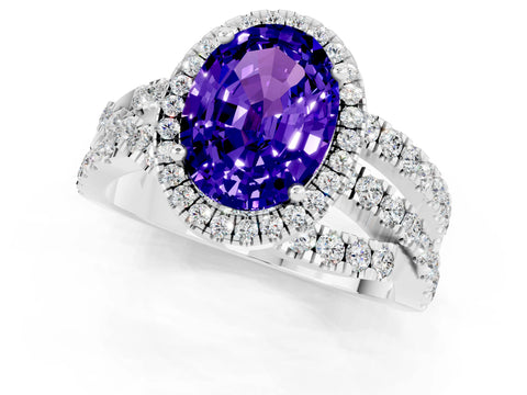 White gold Oval Cut Cut Halo Split Shank Prong Setting Ring_1