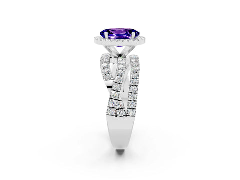 White gold Oval Cut Cut Halo Split Shank Prong Setting Ring_2