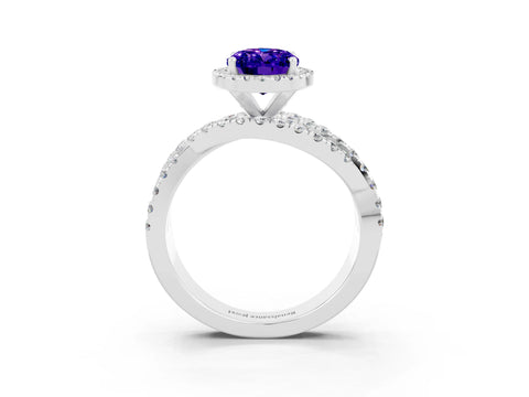 White gold Oval Cut Cut Halo Split Shank Prong Setting Ring_3