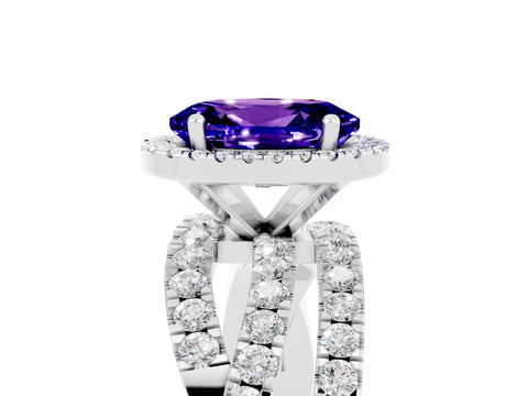 White gold Oval Cut Cut Halo Split Shank Prong Setting Ring_5