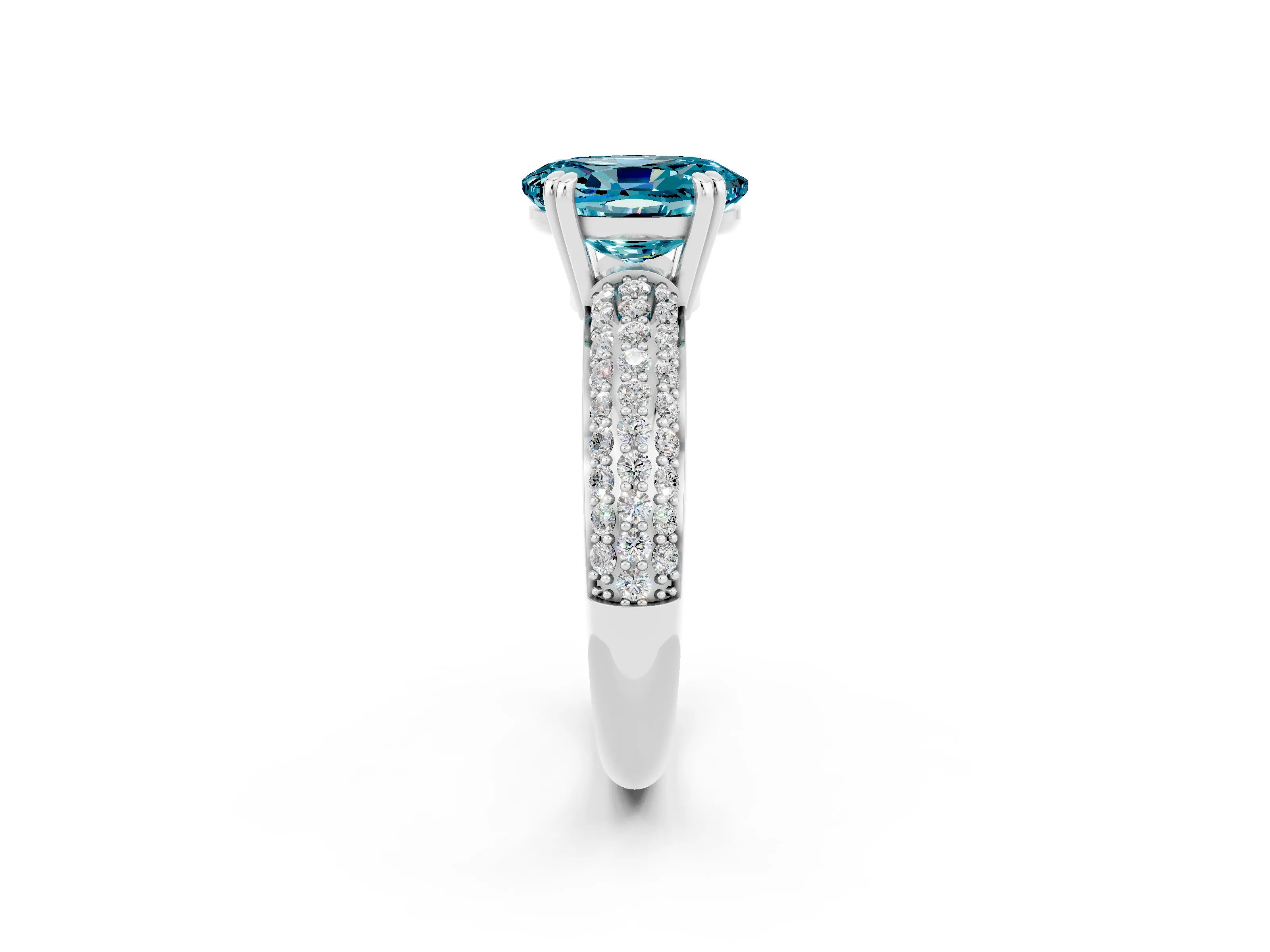 White gold Oval Cut Cut Pave Diamond Engagement Ring with Channel Set Band and Four-Prong Setting_2