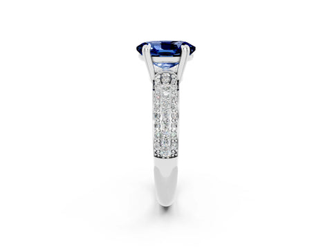 White gold Oval Cut Cut Pave Diamond Engagement Ring with Channel Set Band and Four-Prong Setting_2