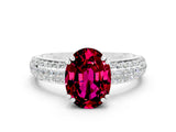 White gold Oval Cut Cut Pave Diamond Engagement Ring with Channel Set Band and Four-Prong Setting
