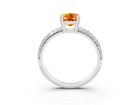 White gold Oval Cut Cut Pave Diamond Engagement Ring with Channel Set Band and Four-Prong Setting_3
