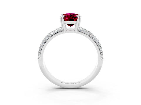 White gold Oval Cut Cut Pave Diamond Engagement Ring with Channel Set Band and Four-Prong Setting_3