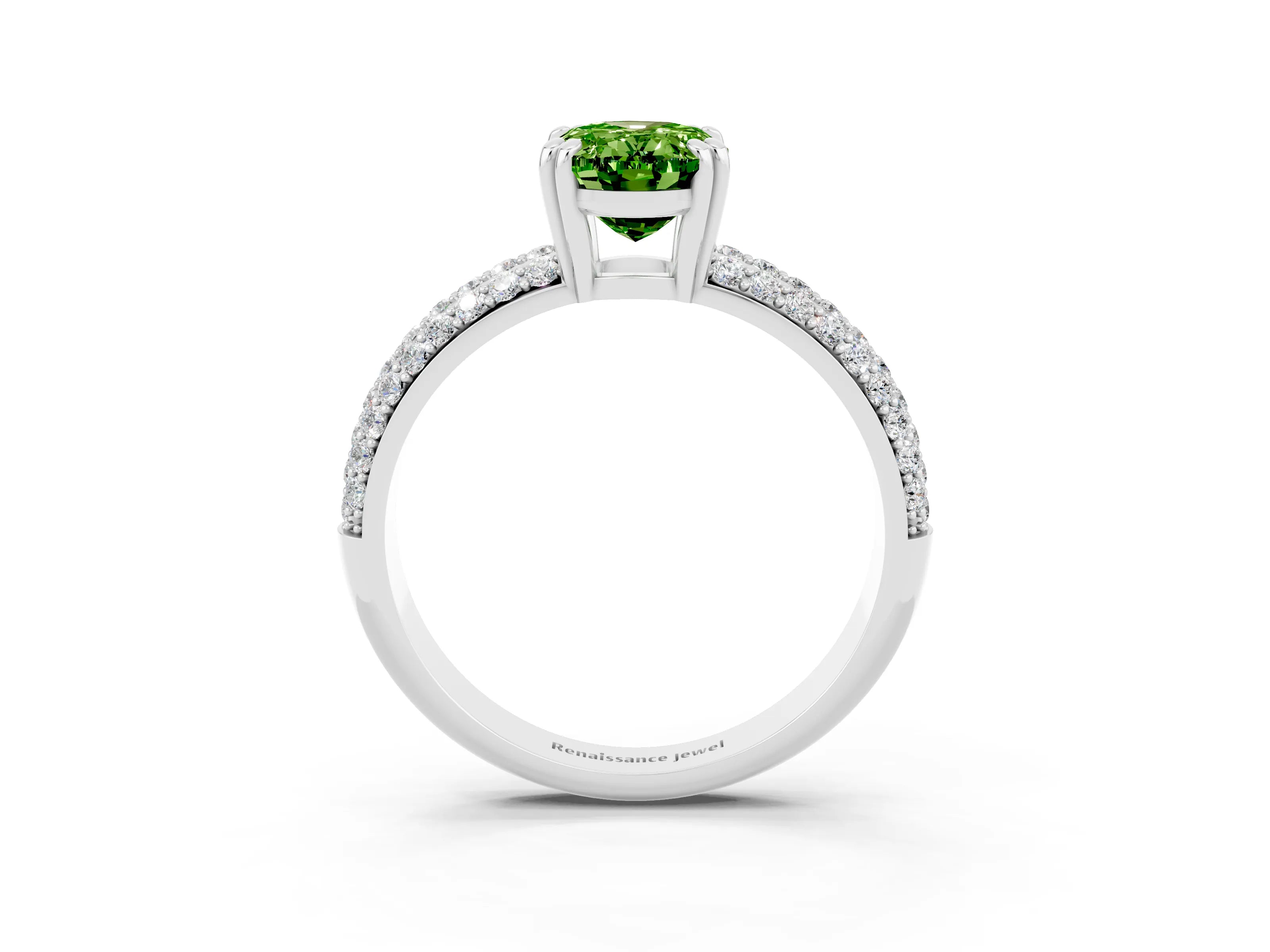 White gold Oval Cut Cut Pave Diamond Engagement Ring with Channel Set Band and Four-Prong Setting_3