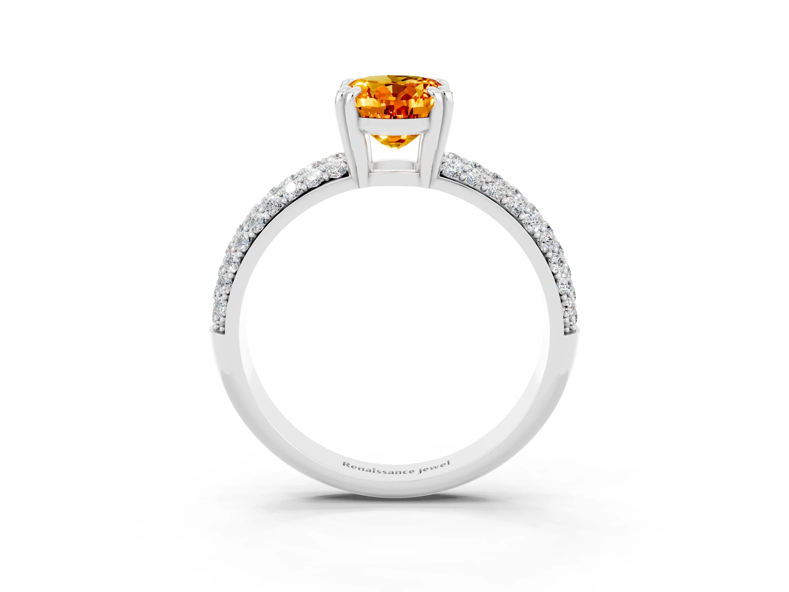 White gold Oval Cut Cut Pave Diamond Engagement Ring with Channel Set Band and Four-Prong Setting_3