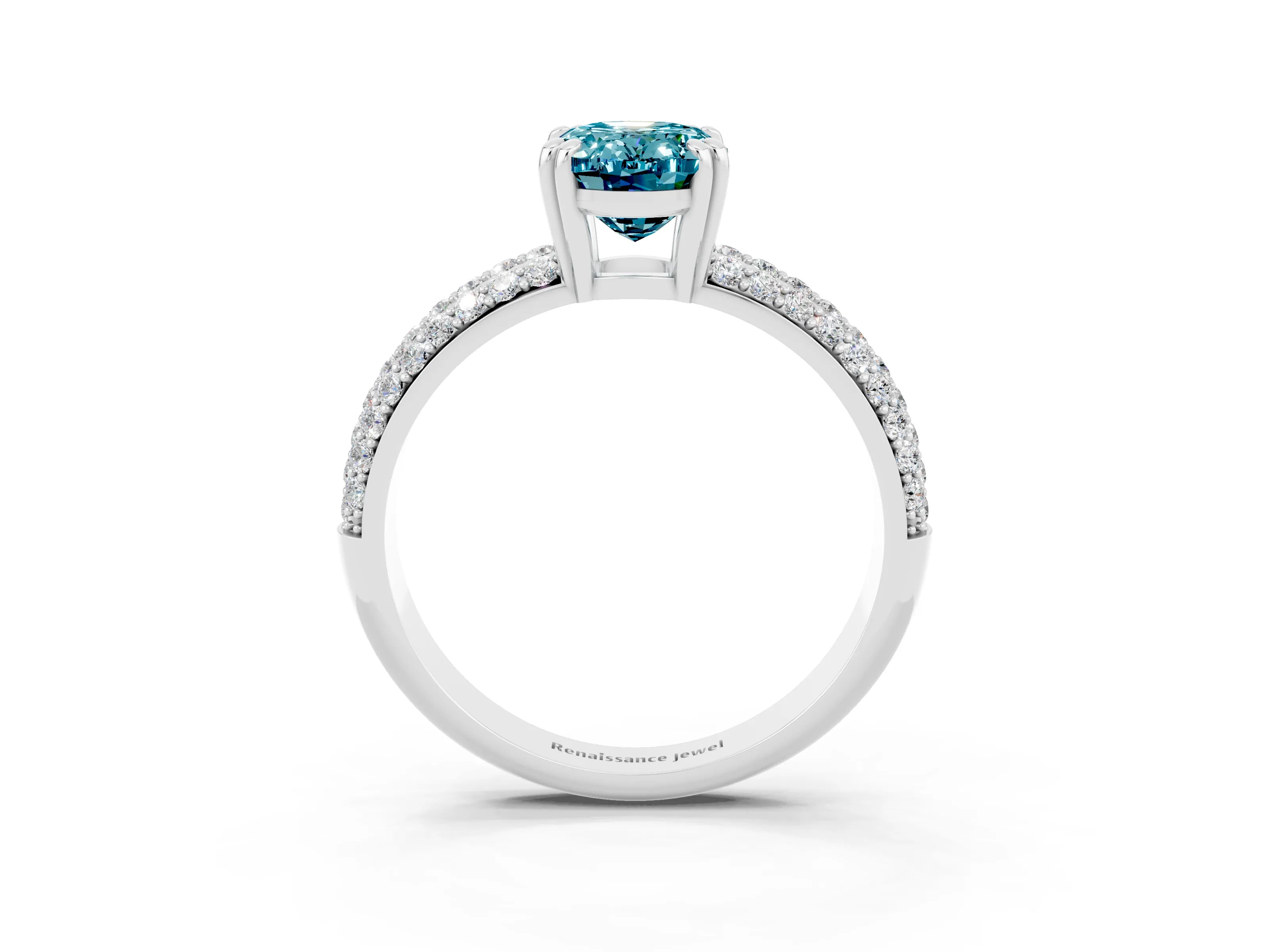 White gold Oval Cut Cut Pave Diamond Engagement Ring with Channel Set Band and Four-Prong Setting_3