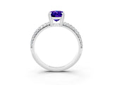 White gold Oval Cut Cut Pave Diamond Engagement Ring with Channel Set Band and Four-Prong Setting_3