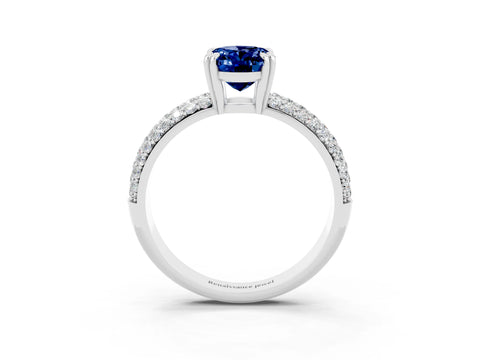 White gold Oval Cut Cut Pave Diamond Engagement Ring with Channel Set Band and Four-Prong Setting_3